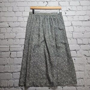 100% Silk Black White Korean Midi Skirt Unbranded Size 12